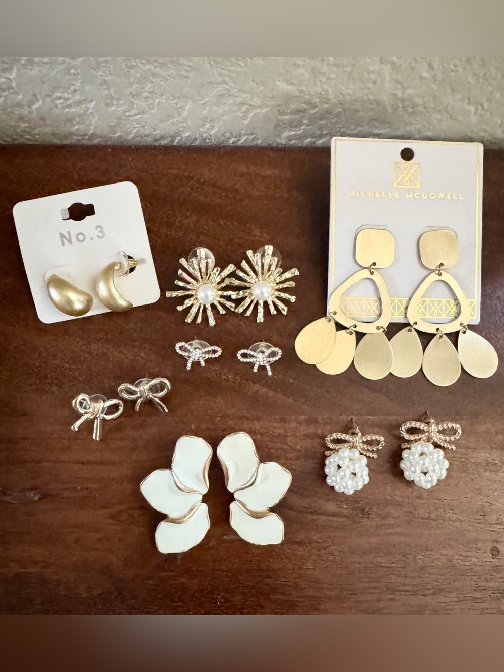 Gold tone earring lot- 7 pairs